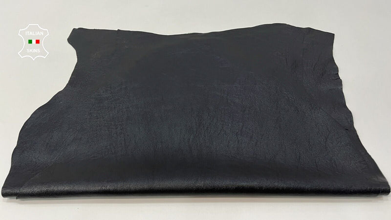 BLACK SHINY ROUGH COATED Soft Italian Lambskin leather 2 skins 15sqf 0.8mm #C187