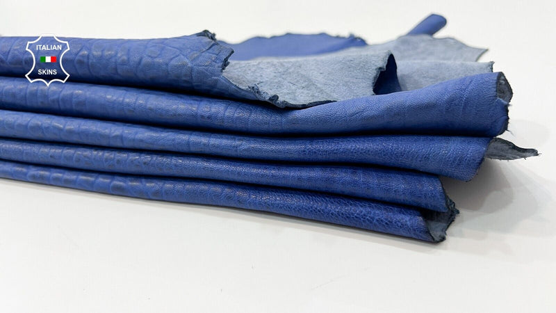 BLUE NATURAL GRAINY DISTRESSED ANTIQUED Lamb leather 2 skins 10+sqf 1.2mm #C192