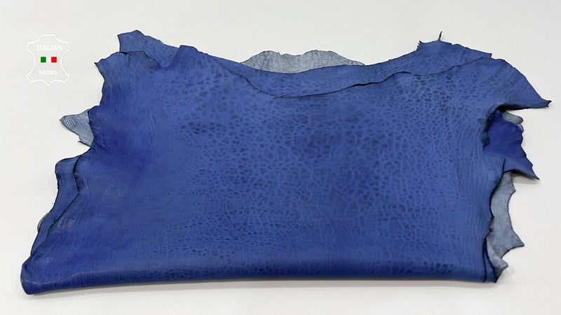 BLUE NATURAL GRAINY DISTRESSED ANTIQUED Lamb leather 2 skins 10+sqf 1.2mm #C192