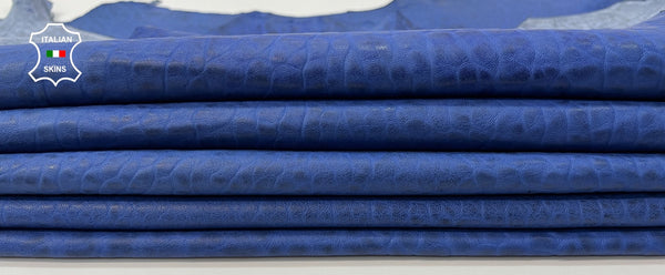 BUBBLY BLUE ANTIQUED Italian genuine Lambskin Lamb Sheep leather skins