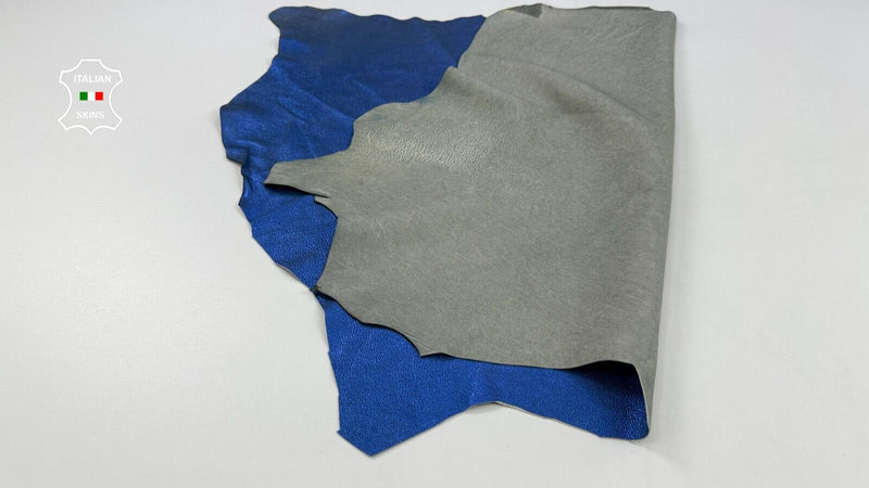 METALLIC COBALT BLUE GRAINY VINTAGE LOOK Soft Lambskin leather 5+sqf 0.9mm C2284