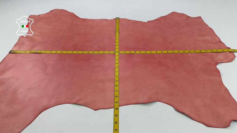 ROSE SALMON DISTRESSED COATED VINTAGE Thick Goatskin leather 7+sqf 1.2mm #C2441