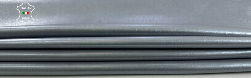SILVER GREY PEARLIZED Thin Soft Italian Lamb leather 2 skins 8sqf 0.6mm #C2740