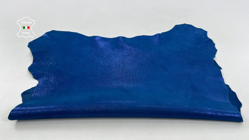 NUBUCK METALLIC BLUE SHIMMER PRINT Thick Soft Goat leather 4+sqf 1.1mm #C1317