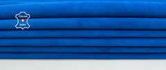 Cobalt blue suede double face calfskin leather hide by ITALIANSKINS, soft 0.9mm thickness, 11+ sqf leather craft material