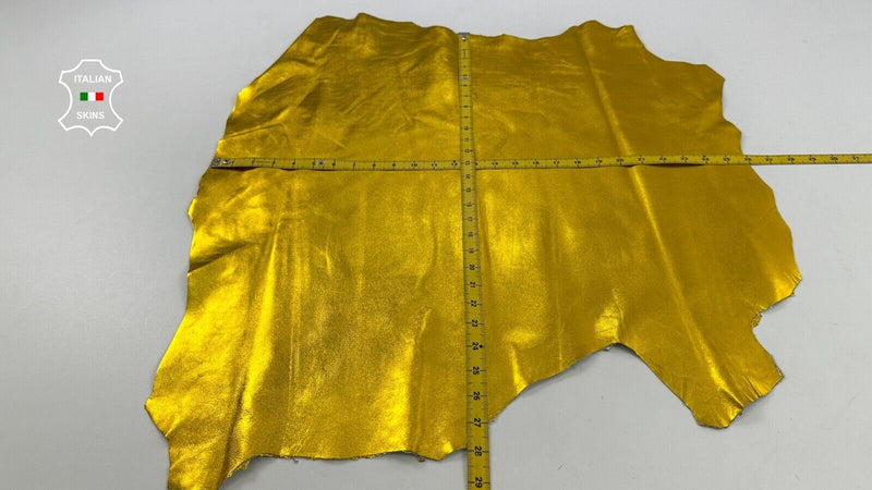 METALLIC YELLOW Italian Goatskin Goat leather skins hides 4+sqf 0.9mm #C2578