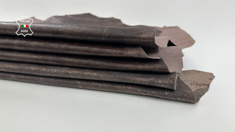 BROWN PEARLIZED DISTRESSED VINTAGE LOOK Goat leather 4 skins 15sqf 0.8mm #C2621