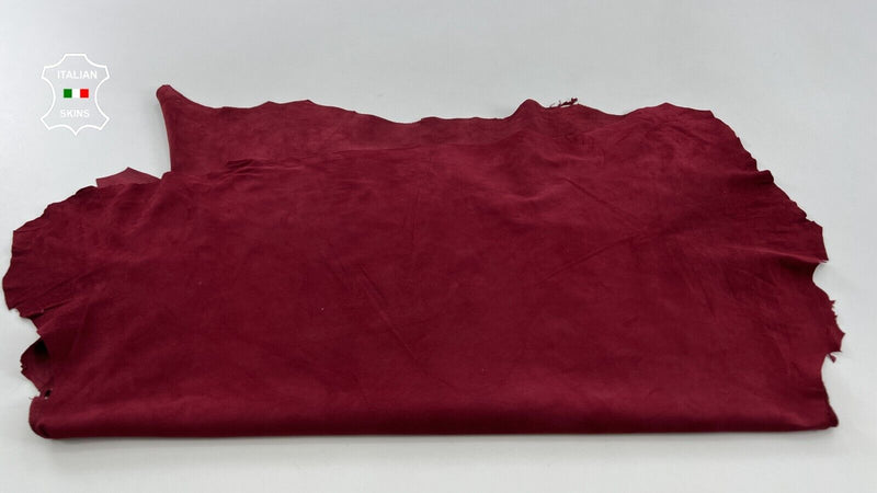 WINE RED SUEDE Thin Soft Italian Lambskin leather 2 skins 10sqf 0.6mm #C531