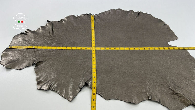 METALLIC PEWTER WASHED ROUGH Thick Italian Goatskin leather 6sqf 1.7mm #C1318