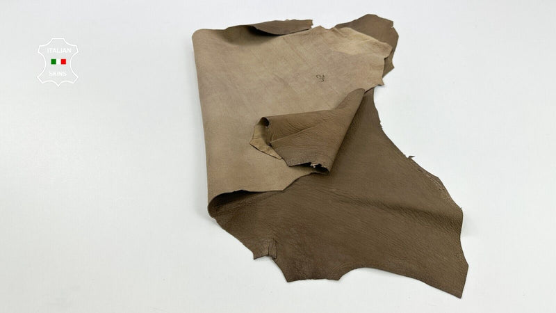 NATURAL GRAINY CAMEL BROWN Thick Soft Lambskin Sheep leather 4+sqf 1.1mm #C2354