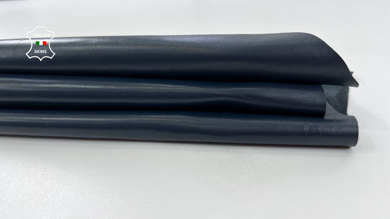 DARK BLUE SHINY SEMI GLOSS Thick Soft Italian Lambskin leather 5sqf 1.1mm #C1453