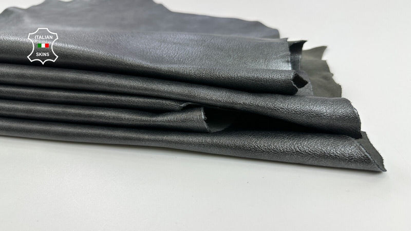 SMOKED CHROME GREY DISTRESSED ANTIQUED Goat leather 2 skins 10sqf 1.1mm #C2481