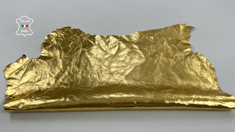 METALLIC GOLD WRINKLED Italian Lambskin Sheep leather hides 5+sqf 0.8mm #C1295