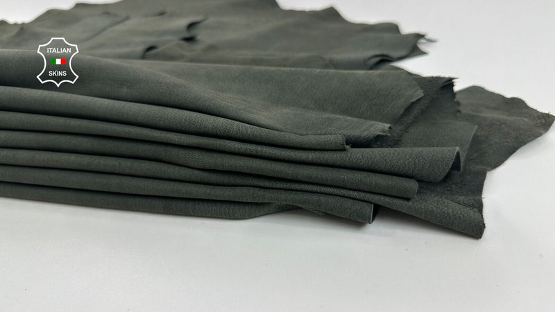 PETROL ARMY DARK GREEN NUBUCK Soft Lambskin leather 4 skins 25+sqf 0.9mm #C2368