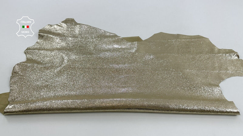 METALLIC LIGHT GOLD CRACKED ROUGH Soft Lambskin leather hides 6sqf 1.0mm #C2490