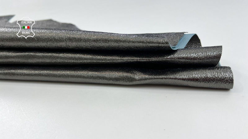 METALLIC PEWTER SMOKED ROUGH Thin Soft Italian Lamb leather 6sqf 0.6mm #C1930
