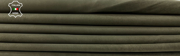 OLIVE GREEN NUBUCK VINTAGE LOOK Soft Lambskin leather 2 skins 10+sqf 0.7mm #C246