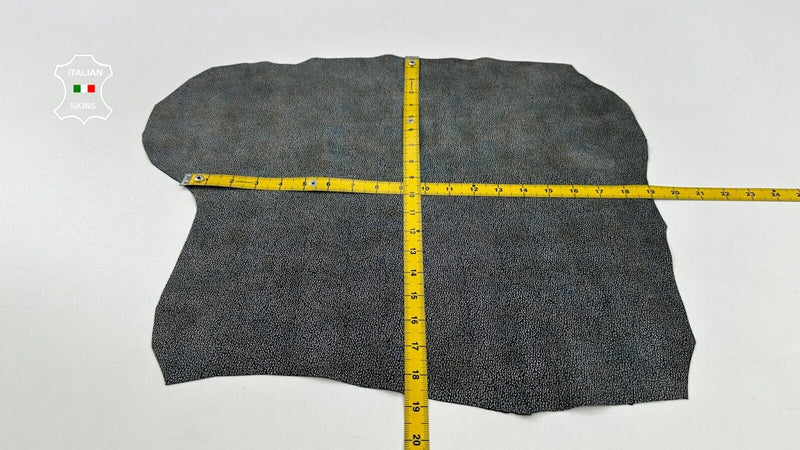 OFF WHITE CRACKED ON BLACK DISTRESSED VINTAGE Goatskin Leather 2sqf 0.8mm #C2404