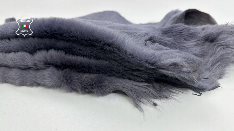 purplish grey sheepskin Hair on Suede back hides fur 2 skins total 16"x28" C2524