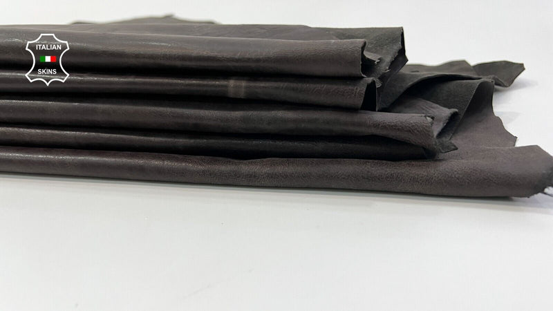 BROWN ANTIQUED VEGETABLE TAN Soft Italian Lamb leather 2 skins 14sqf 0.7mm #C376