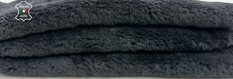 DARK GREY Soft Italian sheepskin Hair on shearling fur leather 19"x25" #C2496