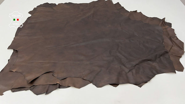 BROWN DISTRESSED ANTIQUED Soft Italian Lamb leather 3 skins 27sqf 0.8mm #B9937