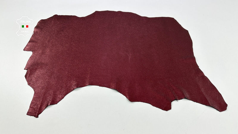 METALLIC WINE BURGUNDY CRACKLED CRINKLED Soft Lambskin leather 5sqf 0.9mm #C2574