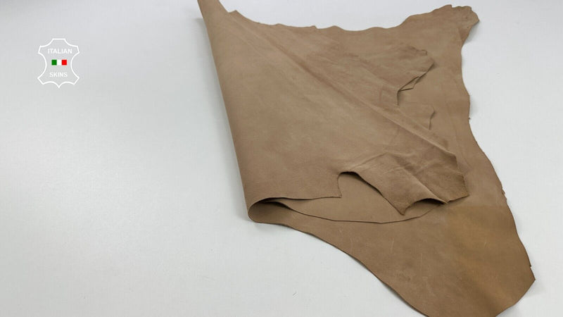 NATURAL NAKED SAND BEIGE NUBUCK Italian Goatskin leather 2 skin 7sqf 0.9mm C2473