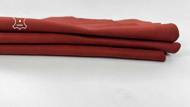 BRIC RED SUEDE Soft Italian Lambskin Sheep Lamb leather hides 5sqf 0.9mm #C1411
