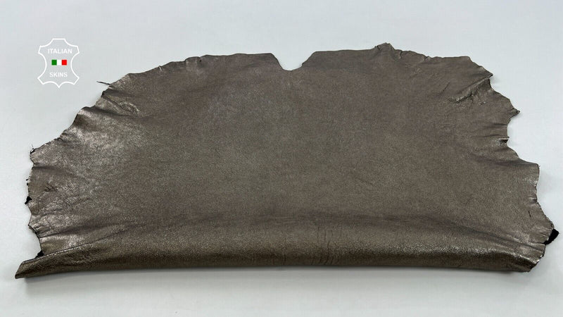 METALLIC PEWTER WASHED ROUGH Thick Italian Goatskin leather 6sqf 1.7mm #C1318