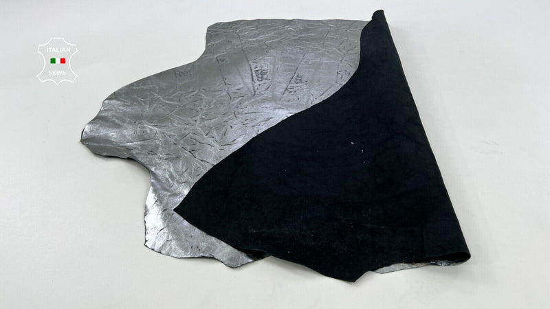 METALLIC CHROME VINTAGE LOOK Italian Goatskin Goat leather hide 4sqf 0.7mm C1676