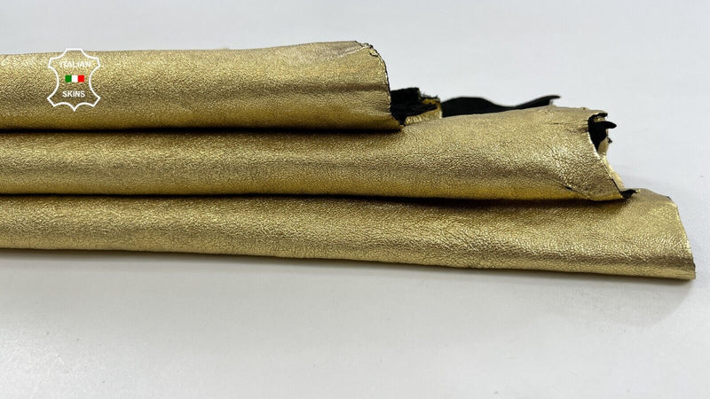 METALLIC GOLD WASHED ROUGH Thick Soft Goat leather 6sqf 1.5mm #C1321