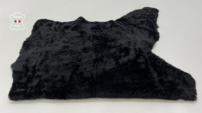 BLACK SHORT Hair On sheepskin Lamb shearling fur leather hides 24"X31" #C425