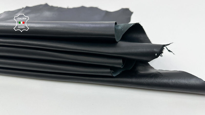 JET BLACK SMOOTH Soft Italian Lambskin Sheep leather 2 skins 10sqf 0.8mm #C2462