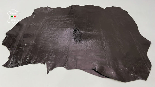 CHESTNUT BROWN CROCODILE PRINT ON Thin Lamb leather 5 skins 25sqf 0.6mm #B9916