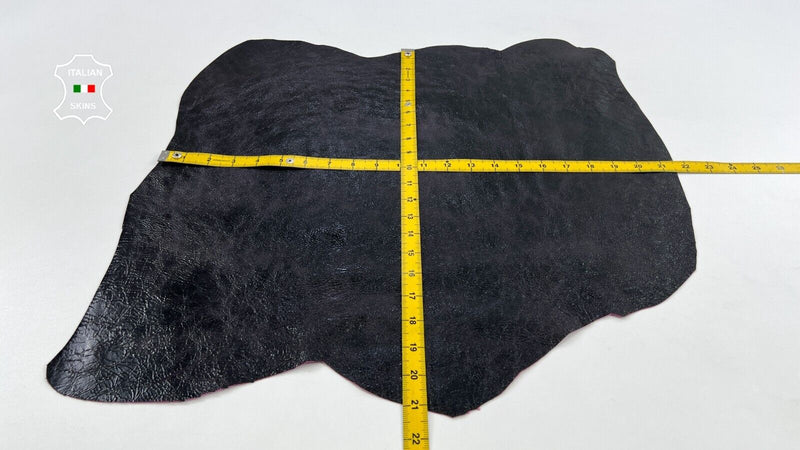 DARK PURPLE PATENT CRACKED ON PINK Thick Italian Goat leather 3sqf 1.1mm #C1667