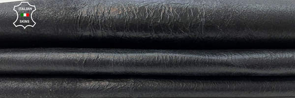 BLACK MIDNIGHT CRINKLE ANTIQUED Soft Italian Lambskin leather 8sqf 0.7mm #C259