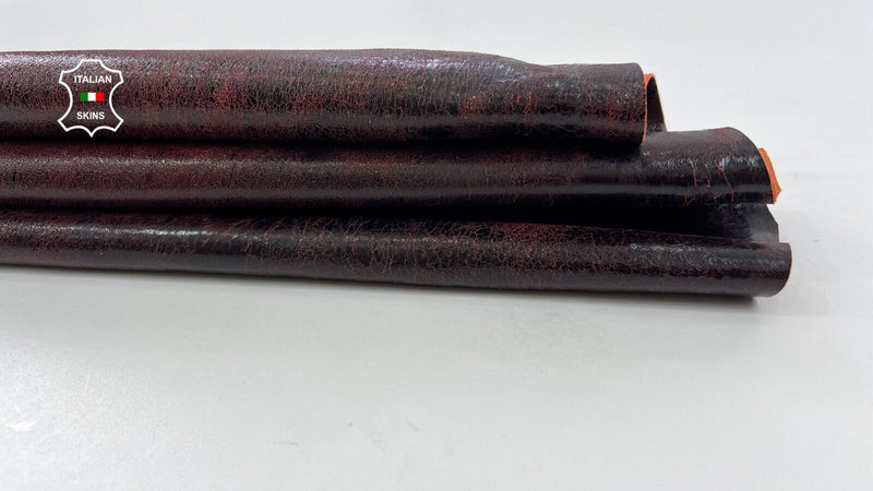 ORANGE ANTIQUED SHINY CRACKED VINTAGE LOOK Soft Lamb leather 5sqf 1.0mm #C1668