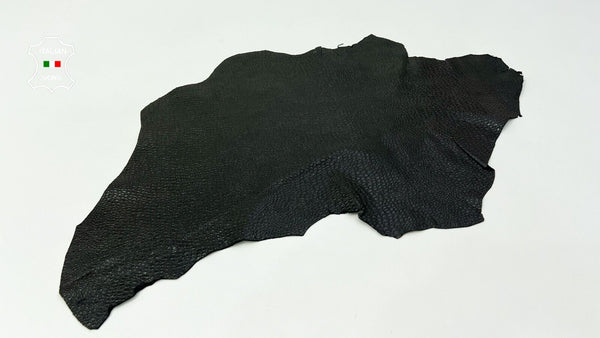 BLACK REPTILE EMBOSSED PRINT ON Thick Italian Goatskin Leather 3sqf 1.1mm #C48