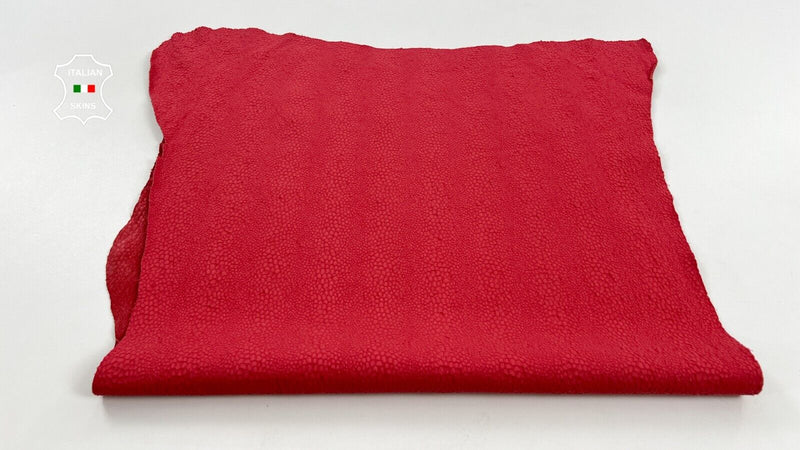 ROSE RED NUBUCK SNAKE PRINT ON Soft Lambskin STRETCH leather 6sqf 0.9mm C1517