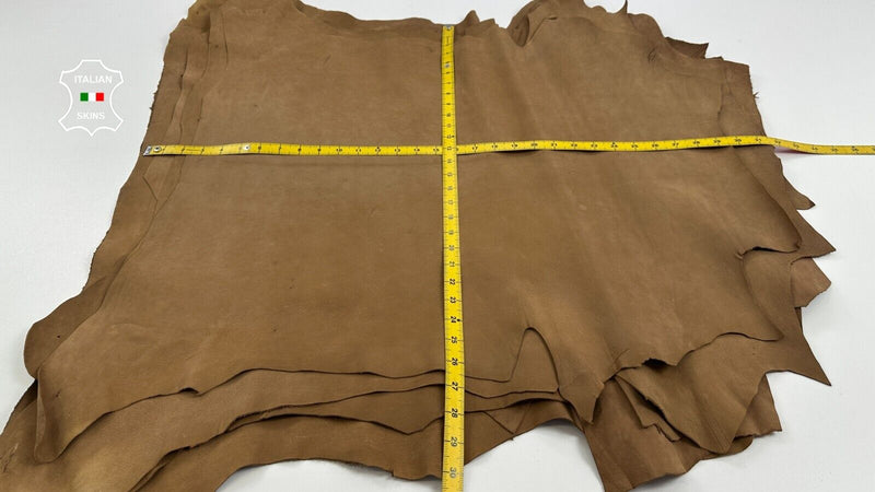 SAND BROWN NUBUCK Thick Italian Goatskin leather hides 6 skins 28sqf 1.1mm C3036