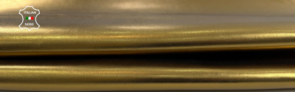 METALLIC BRASS OLD GOLD Thick Italian Lambskin leather hides 4+sqf 1.1mm C2580