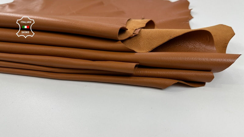 TAN ORANGY BROWN Soft Italian Lambskin leather hides 2 skins 14+sqf 0.9mm #C2910