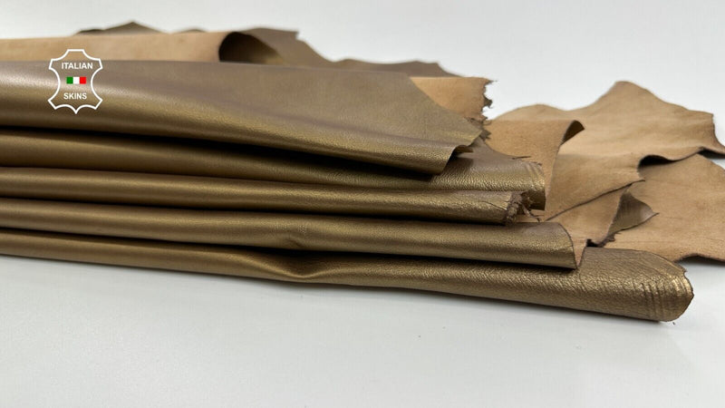 BRONZE PEARLIZED Soft Italian Lambskin leather hides 2 skins 12+sqf 0.8mm #C2698