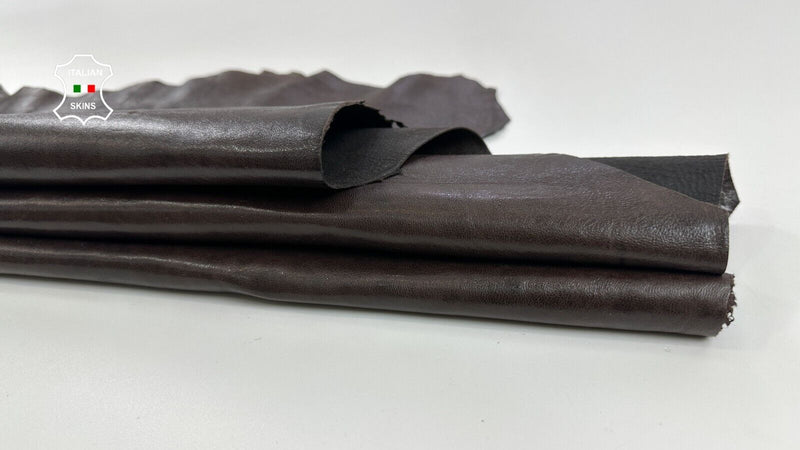 MAHOGANY BROWN SHINY VEGETABLE TAN Soft Lambskin leather hide 7+sqf 1.0mm C2944