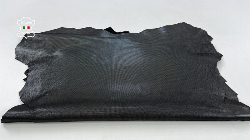 METALLIC GUNMETAL SHIMMER LAME PRINT Soft Goat leather 2 skins 10sqf 0.9mm C1646