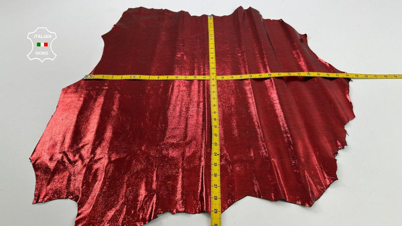 METALLIC RED LIZARD PRINT ON Thick Italian Goatskin leather 5+sqf 1.1mm #C2585