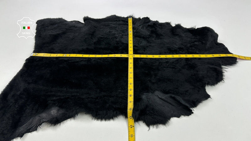 BLACK Soft Italian sheepskin Hair on shearling fur leather hides 21"x29" #C2497