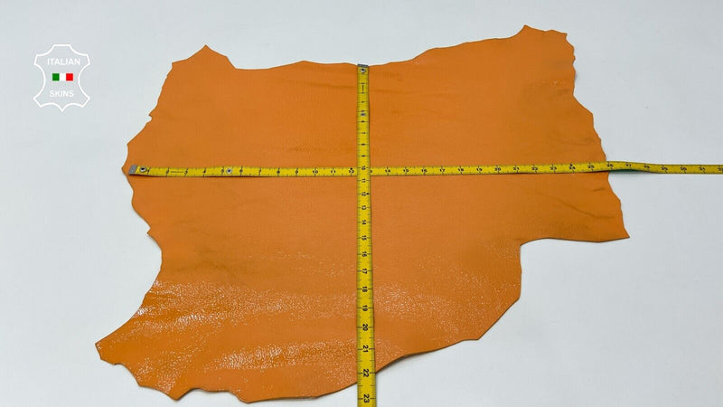 PATENT ORANGE CRINKLE SHINY Thick Italian Goatskin leather hide 4sqf 1.2mm #C128