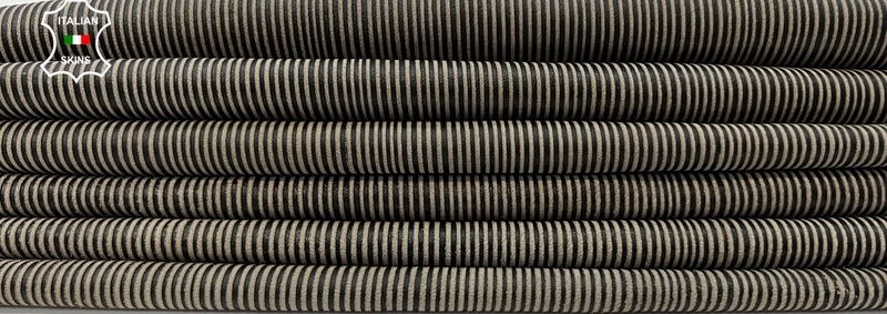 BROWN LINES PRINT VINTAGE LOOK Soft Lambskin leather 2 skins 14sqf 1.0mm #C238